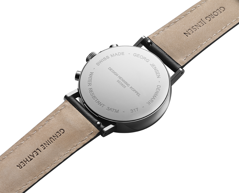 KOPPEL - 41 mm 腕錶，石英機芯，深灰色錶盤搭配黑色皮革錶帶