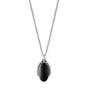 MOONLIGHT BLOSSOM pendant - oxidated sterling silver with black onyx