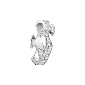 FUSION系列中圈戒環-18K白金搭配鋪砌式鑲嵌明亮式車工鑽石