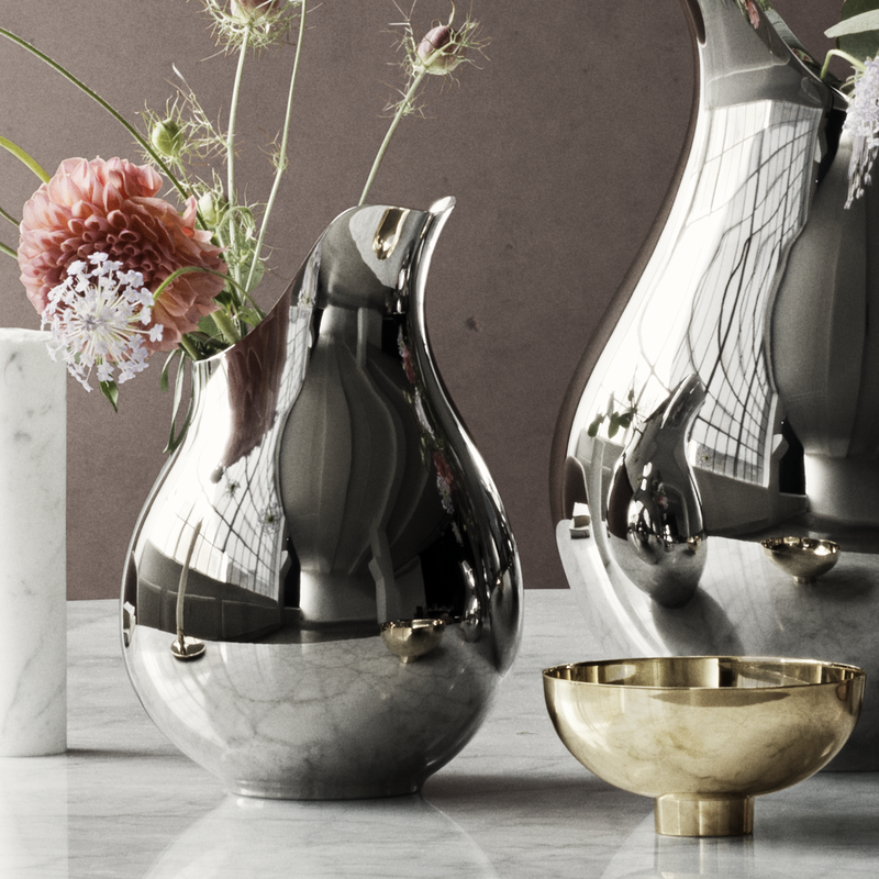 Ilse Elegant Sculptural Vase In Stainless Steel Georg Jensen