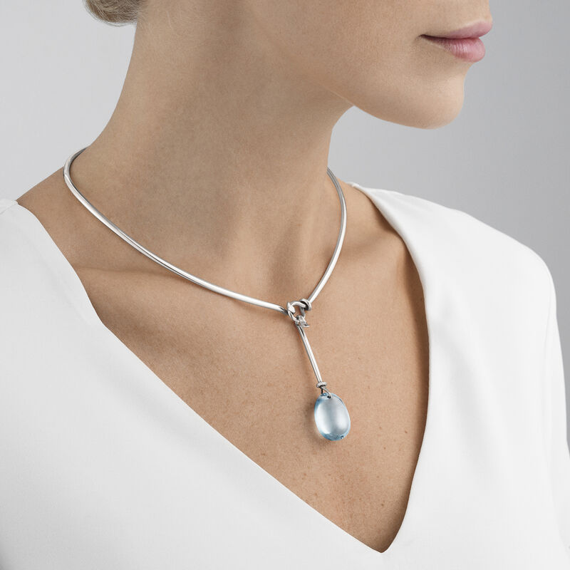 DEW DROP pendant - sterling silver with blue topaz and brilliant cut diamonds DEW DROP pendant - sterling silver with blue topaz and brilliant cut diamonds