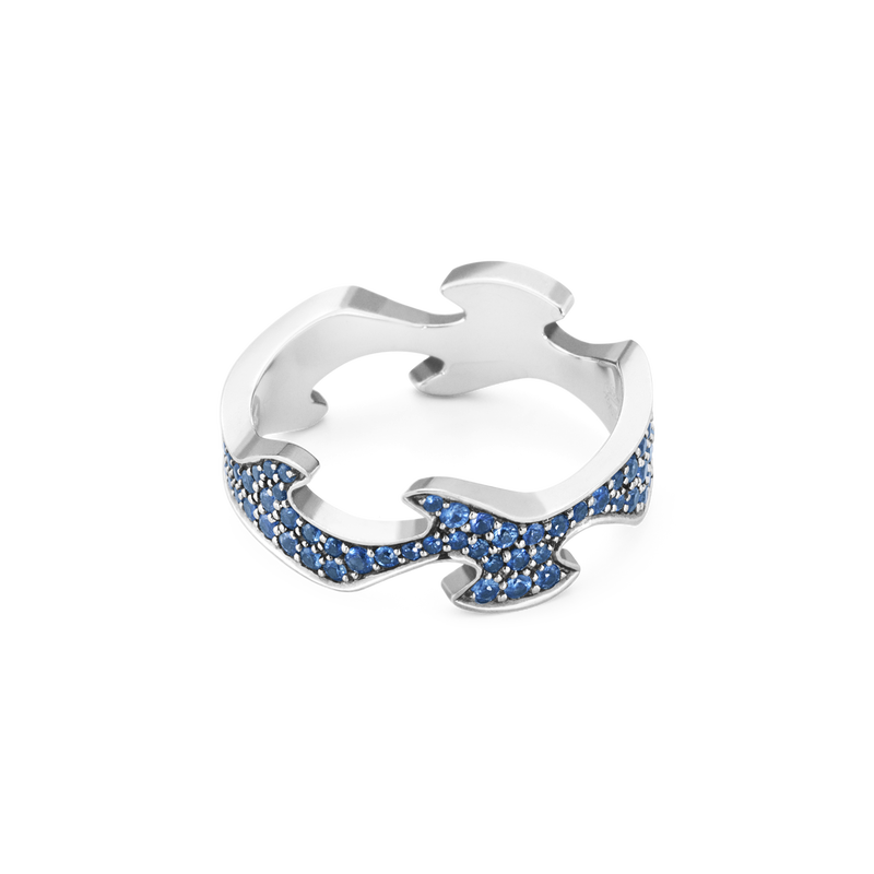 Fusion 3 piece ring with blue sapphire and diamonds Jensen