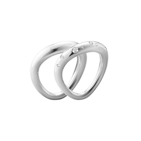 Offspring silver with white diamonds ring combination