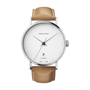 Designer Watches And Watch Straps For Men Women Georg Jensen Koppel 41 Mm Automatic Mechanical White Dial Tan Leather Strap