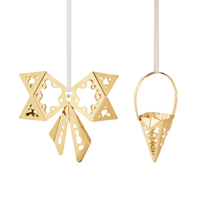 2022 Holiday Ornament set, Bow & Cone
