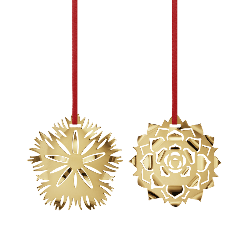 2020 Holiday Ornaments Ice Dianthus And Roseete Gold Plated