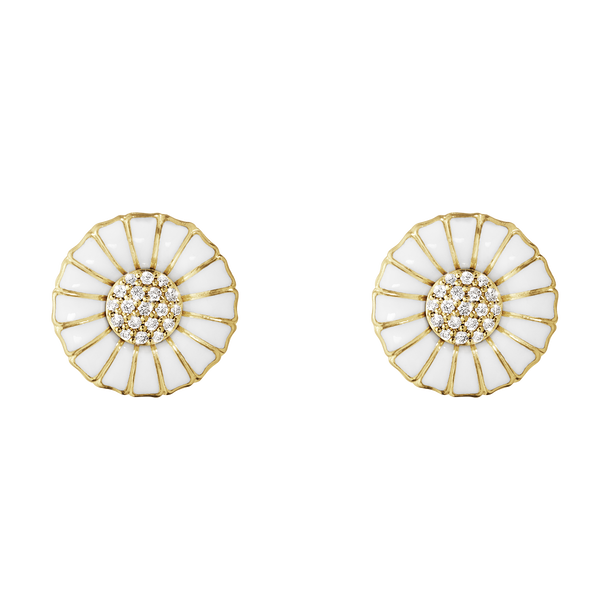 Daisy gold-plated and diamond earrings | Georg Jensen