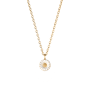 Daisy gold plated 11mm pendant with white enamel I Georg Jensen