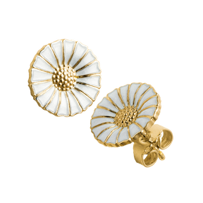 DAISY earrings - gold plated sterling silver with white enamel