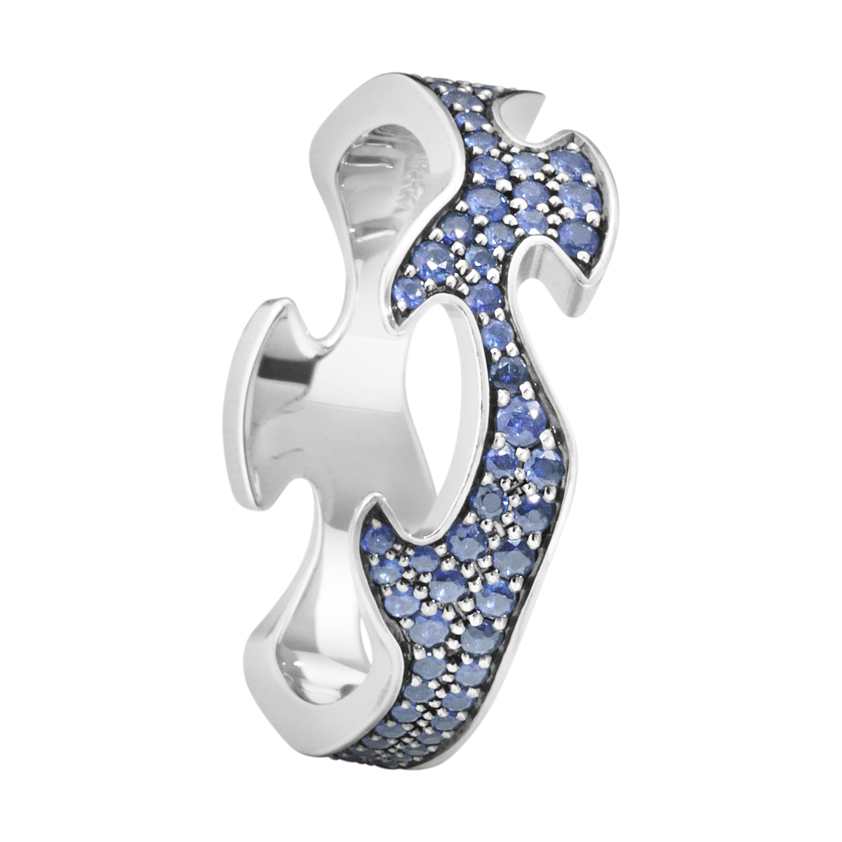 Fusion 18 kt white gold centre ring with blue sapphire | Georg Jensen