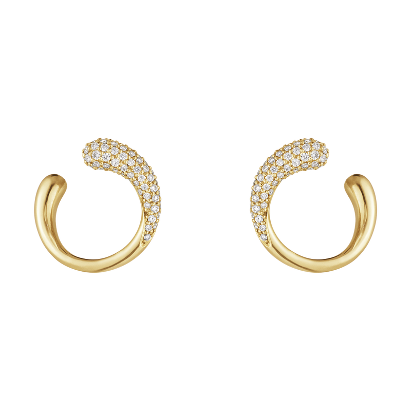 Colonial lide Pogo stick spring MERCY øreringe i 18 karat guld og diamantpavé | Georg Jensen