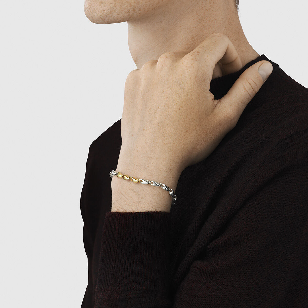 ジョージジェンセンリフレクト(Georg Jensen Reflect) スリムブレスレット、18Kゴールド＆スターリングシルバー