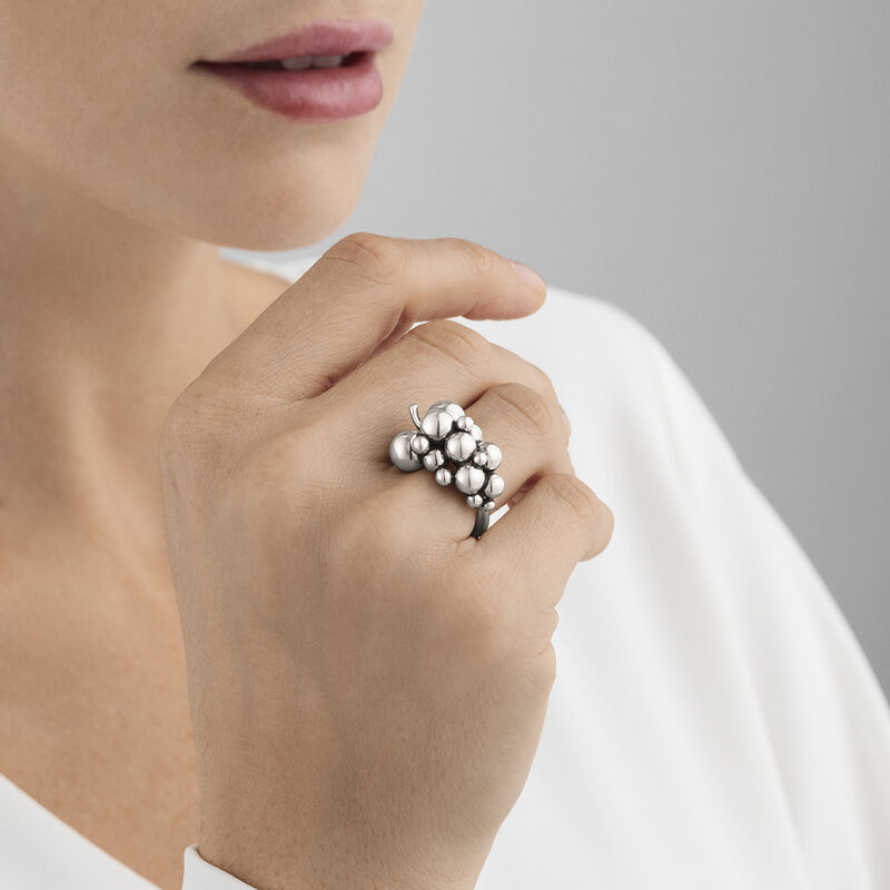 Moonlight Grapes Ring In Sterling Silver Small Georg Jensen Fjorn scandinavian is pleased to feature jewelry by georg jensen. moonlight grapes ring small