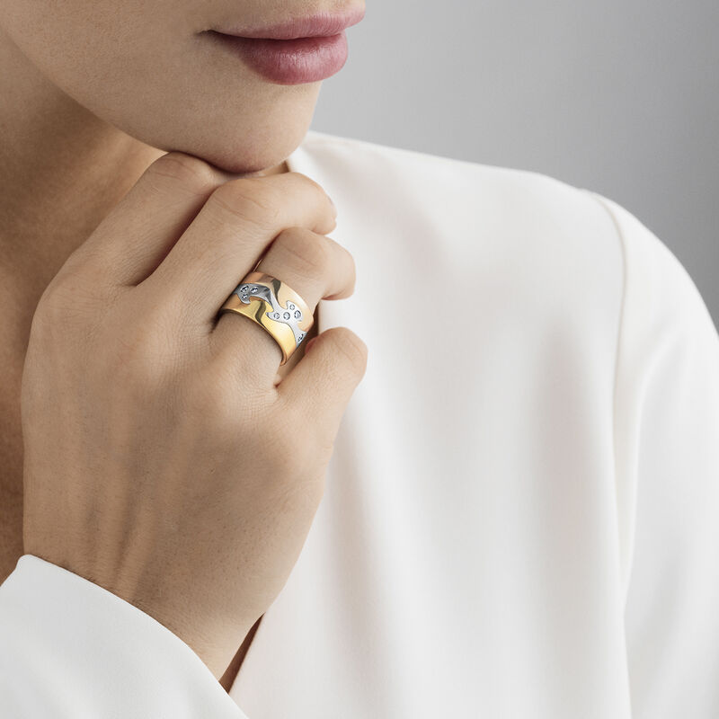 Fusion 3 piece 18kt. gold ring with brilliant cut diamonds | Georg Jensen
