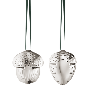 2018 Holiday Ornament Acorn and Pinecone set, palladium plated