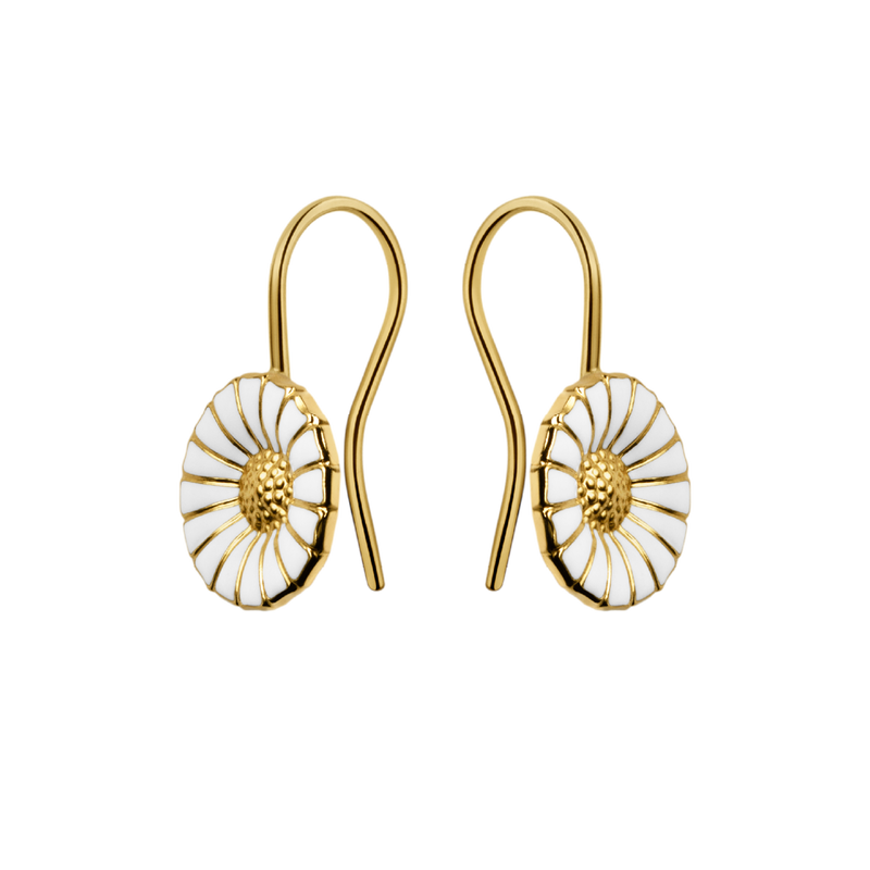 DAISY earrings - gold plated sterling silver with white enamel