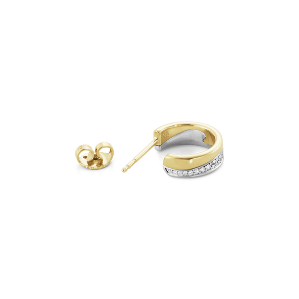 Fusion white and yellow gold earhoops with diamonds | Georg