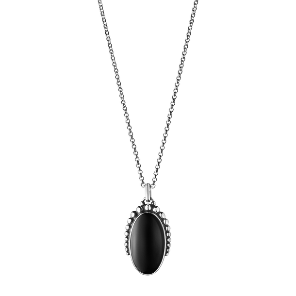 ネックレス・ペンダント Moonlit Heartstrings Long Necklace Moonlight Blossom pea chain and oval pendant with black onyx
