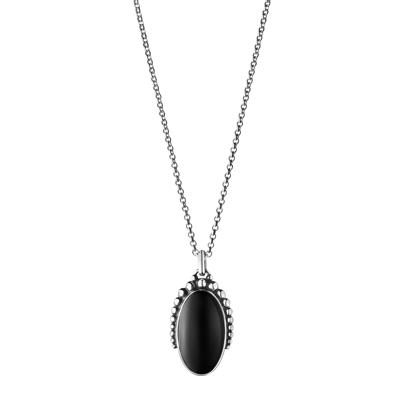 MOONLIGHT BLOSSOM pendant - oxidised sterling silver with black onyx