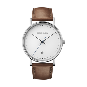 Designer Watches And Watch Straps For Men Women Georg Jensen Koppel 38 Mm Quartz White Dial Brown Leather Strap
