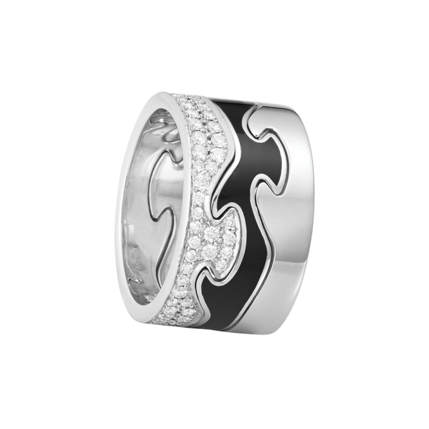 Fusion Ring 18kt white gold, brilliant-cut diamonds and Hyceram