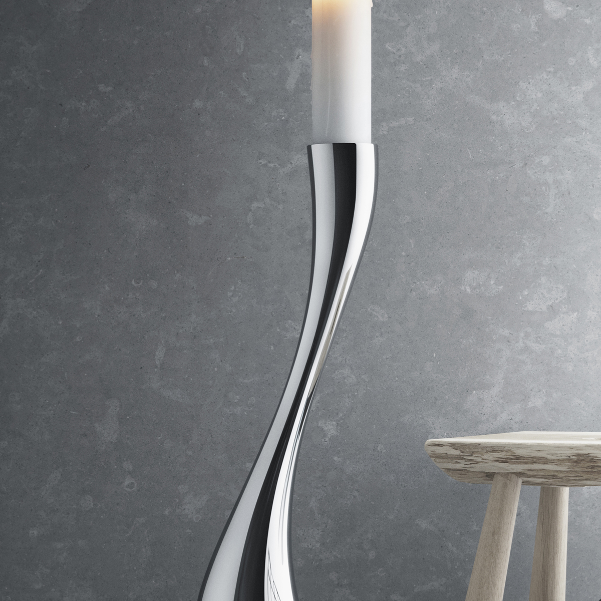 Mirror Polished Stainless Steel by Constantin Wortmann Medium and Large Small Georg Jensen Cobra Candleholder 
