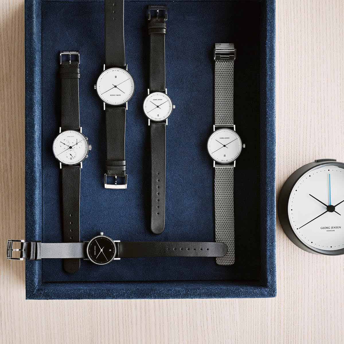 Koppel 41mm watch with black dial and strap Georg Jensen