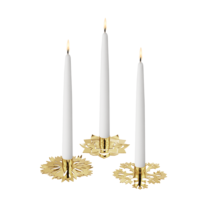 2020 Christmas Candle Holders 3 Pcs Gold Plated