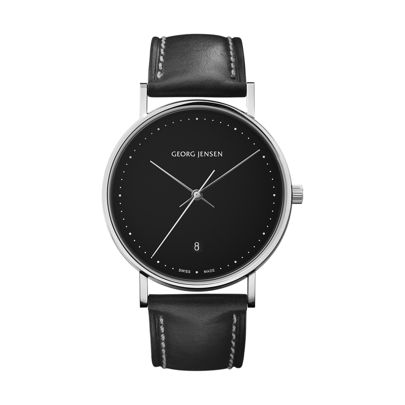 KOPPEL - 38公釐，石英，黑色錶盤，黑色皮質錶帶