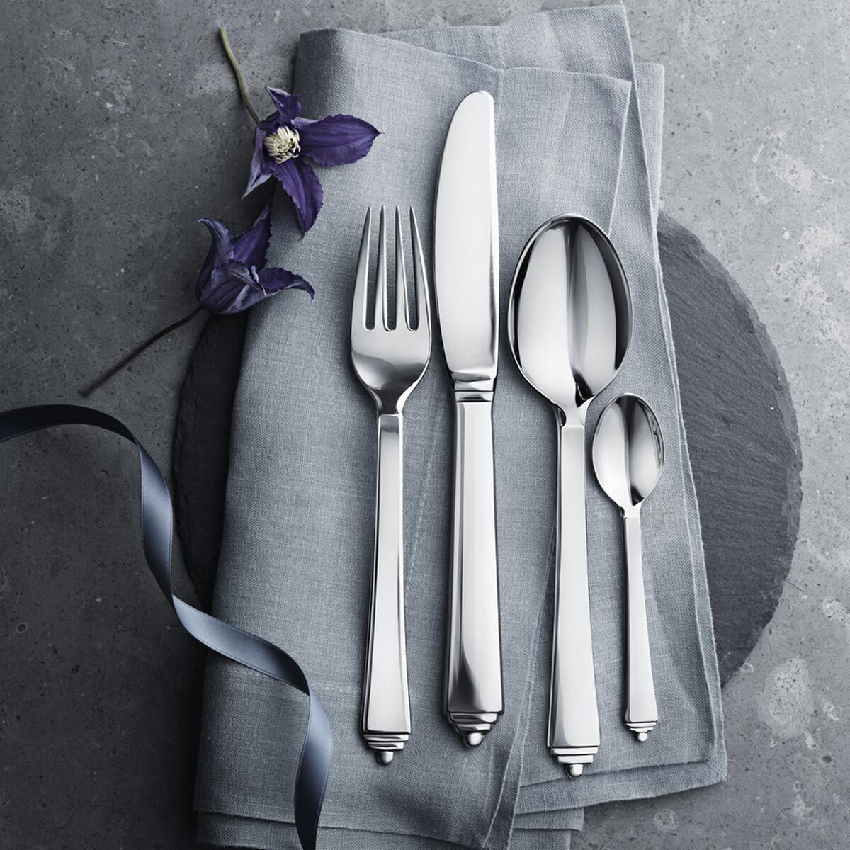 Pyramid stainless steel 5 piece cutlery set Georg Jensen
