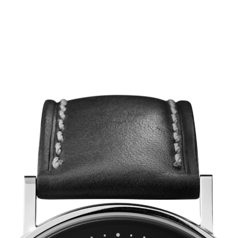 Koppel 38mm black leather watch strap Georg Jensen