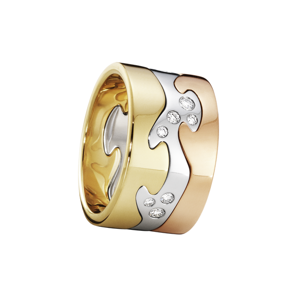 Fusion 3 piece 18kt. gold ring with brilliant cut diamonds Georg Jensen