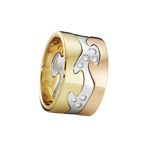 FUSION 3-piece ring - 18 kt. yellow gold, rose gold and white gold with brillant cut diamonds