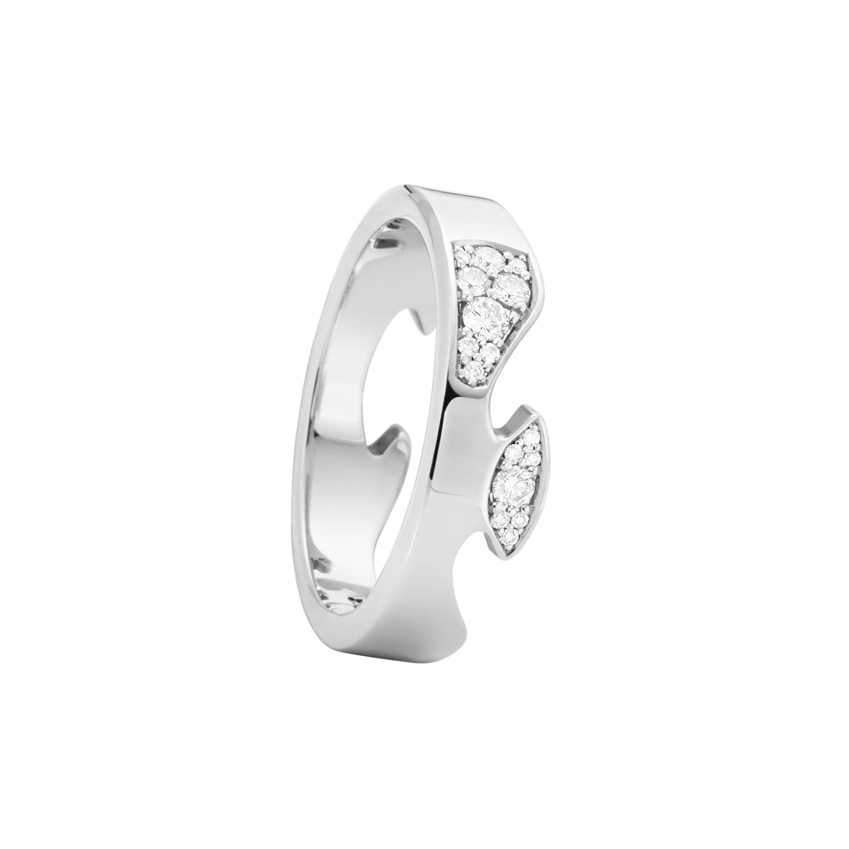 FUSION end ring in 18karat white gold and pavé set diamonds