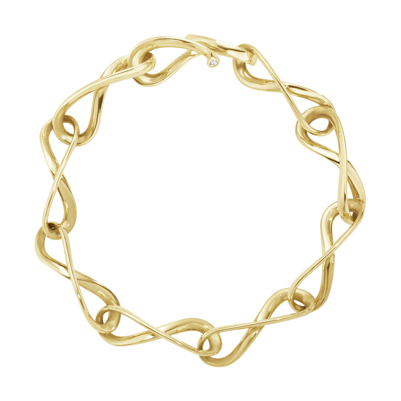 Infinity yellow gold bracelet with diamonds | Georg Jensen