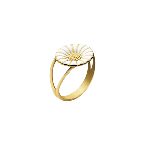 DAISY ring - forgyldt sterlingsølv med hvid emalje