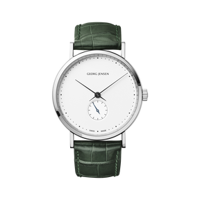 KOPPEL - 38公釐，機械手上鍊，白色錶盤，綠色鱷魚皮錶帶
