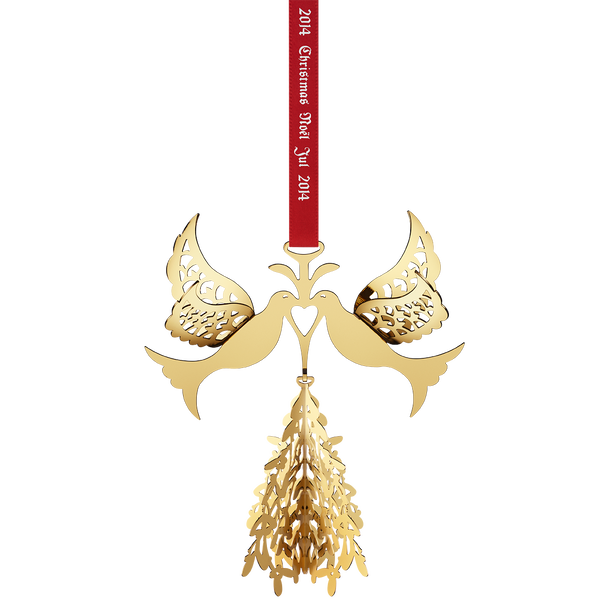 2014 Christmas  Mobile Fir Tree and Doves gold plated