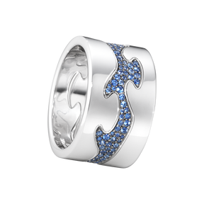 FUSION 3-piece ring - 18 kt. white gold with blue sapphires