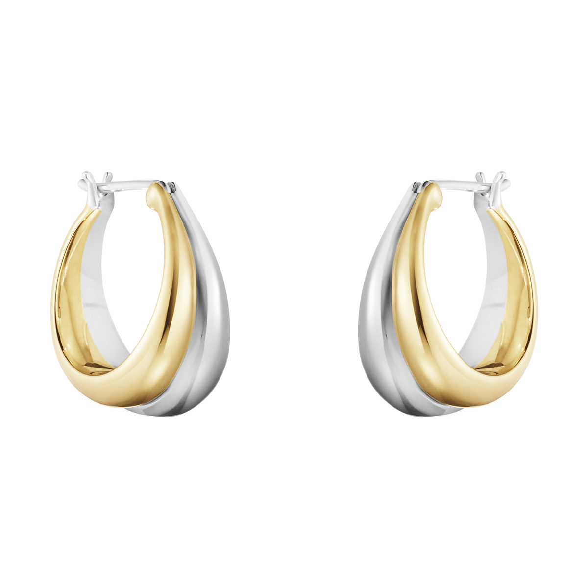 18k Gold & Sterling Silver Earrings #501A Georg Jensen Curve.