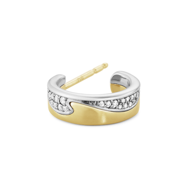 Fusion white and yellow gold earhoops with diamonds | Georg