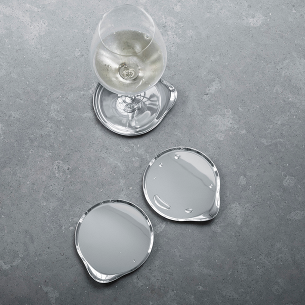 WINE coasters, 4 pcs., in polished stainless steel | Georg Jensen
