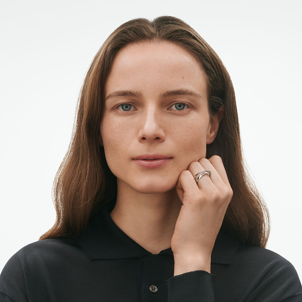 Torun sterling silver double ring for women | Georg Jensen