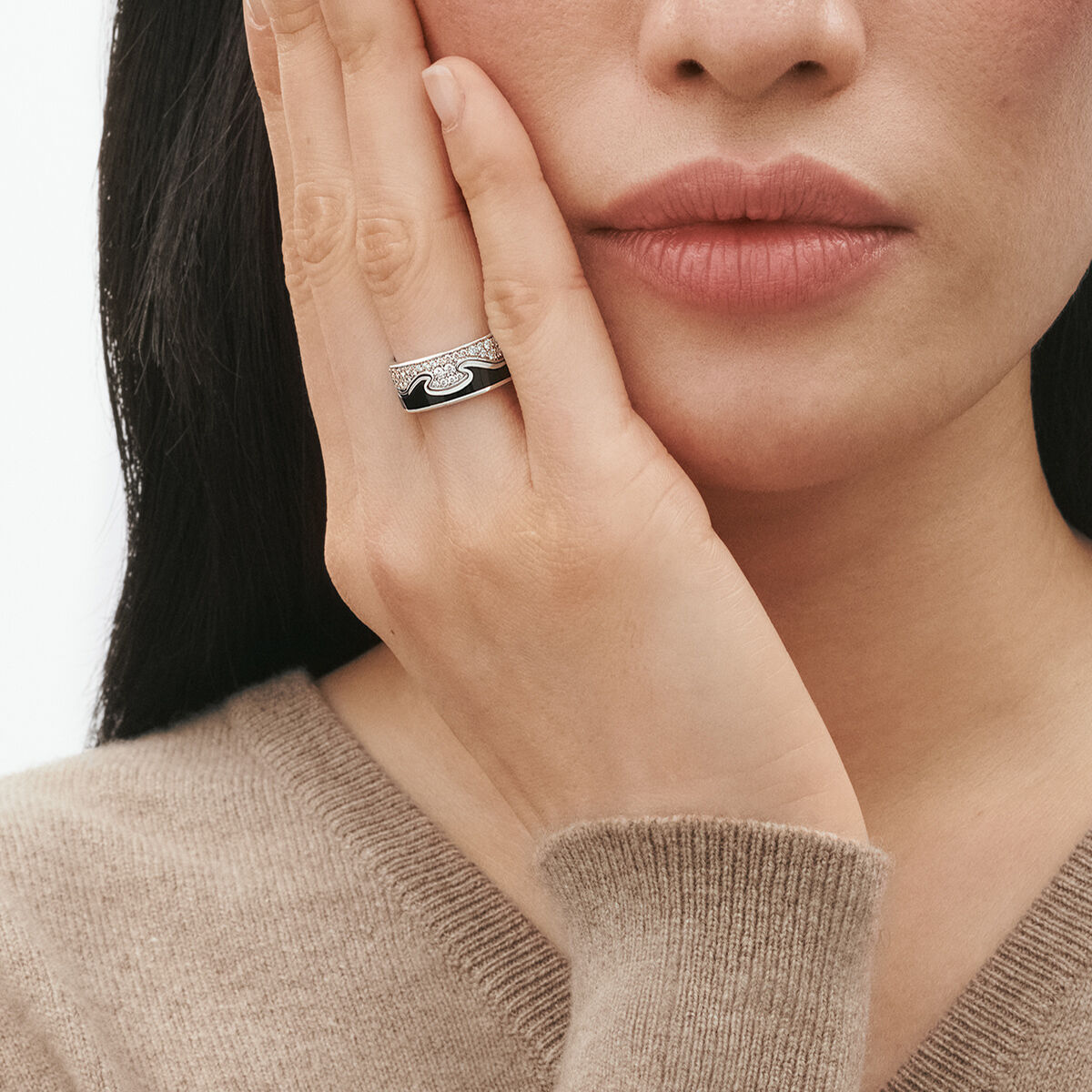 Fusion 3 piece ring with blue sapphire and diamonds | Georg Jensen