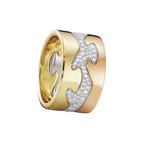 FUSION 3-piece ring - 18 kt. yellow gold, rose gold and white gold with brillant cut diamonds