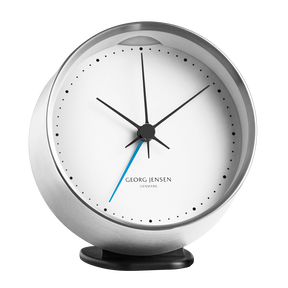 HK CLOCK w. alarm, steel-white, 10 cm