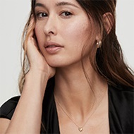 Hearts collection charity pendant  on model in 18 kt. gold