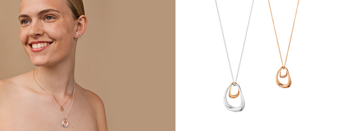 Mix of necklaces and pendants styled together by Georg Jensen