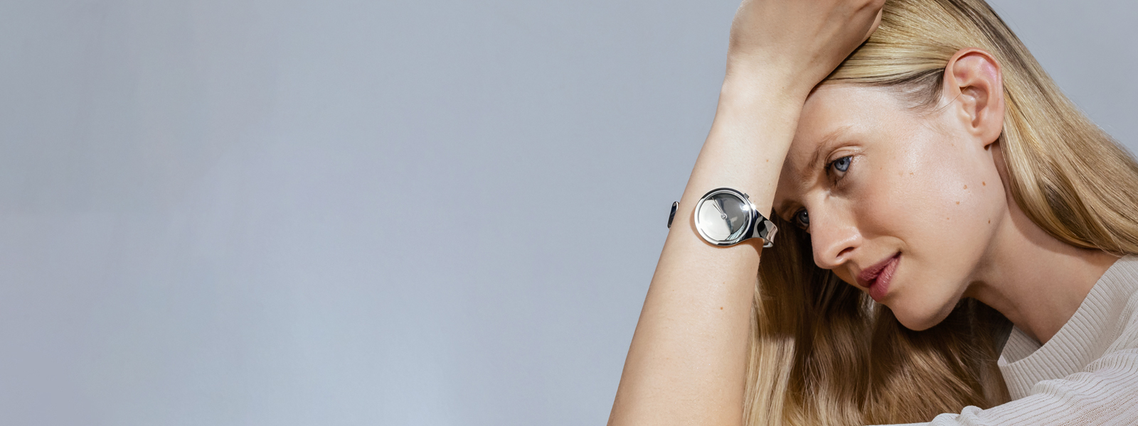 Sterling silver bangle watch from the Vivianna collection designed by Vivianna Torun Bülow-Hübe