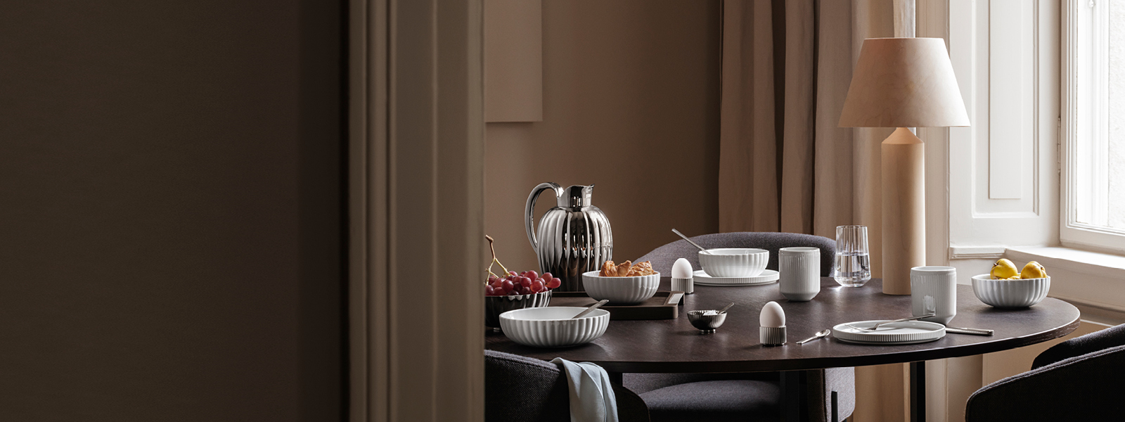 Bernadotte collection line extension 2021 tablesetting with porcelain plates and bowl